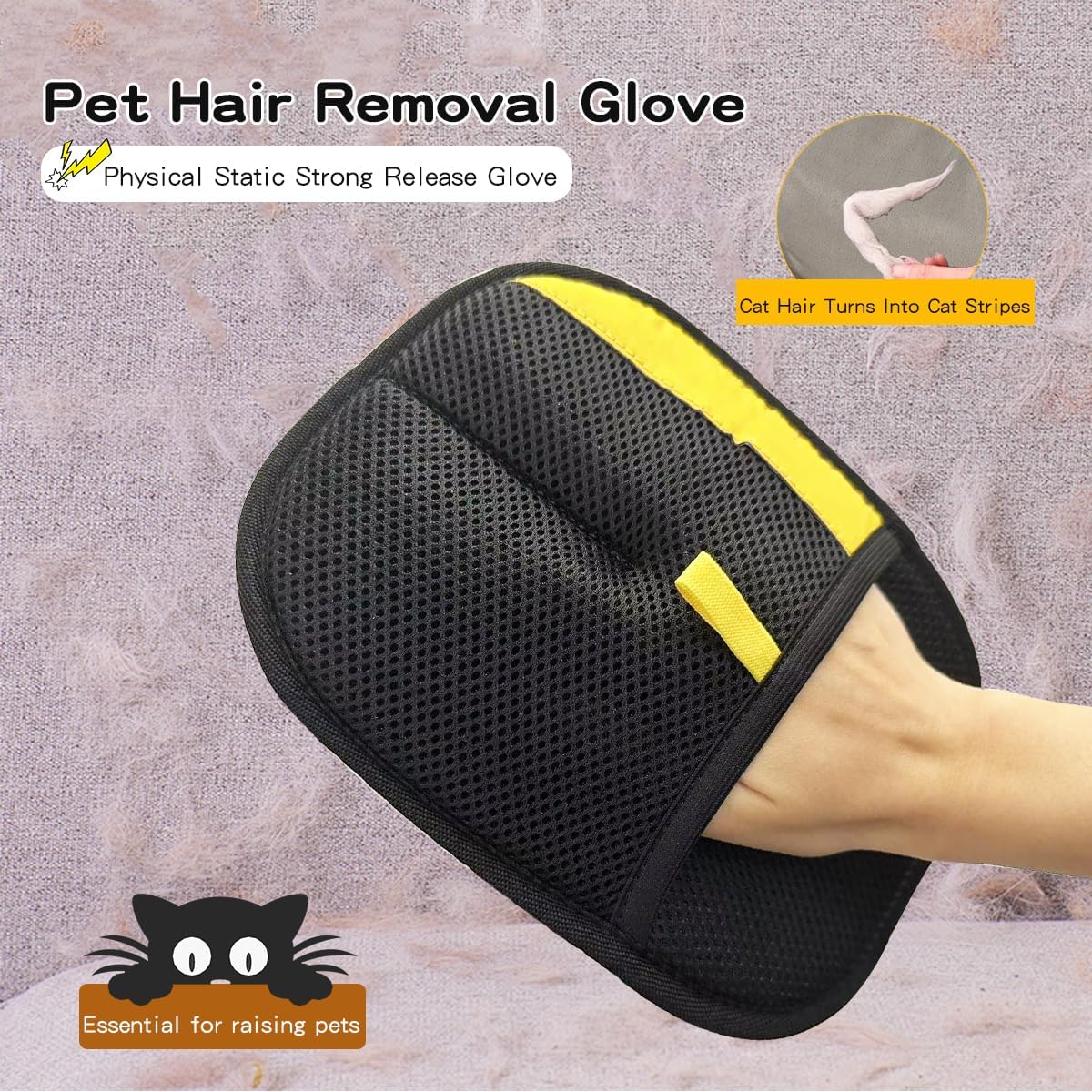 Pet Hair Removal Glove with Dual-Sided Electrostatic Bristles